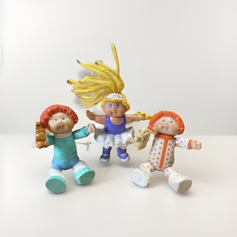 3 VTG Cabbage Patch Kids Poseable Figures Baby Dancer Red Hair Cake Toppers